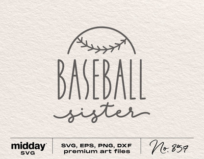 Baseball Sister SVG file for Cricut and Silhouette, includes SVG, PNG, EPS, DXF formats, ideal for tumbler, shirt, hoodie design.