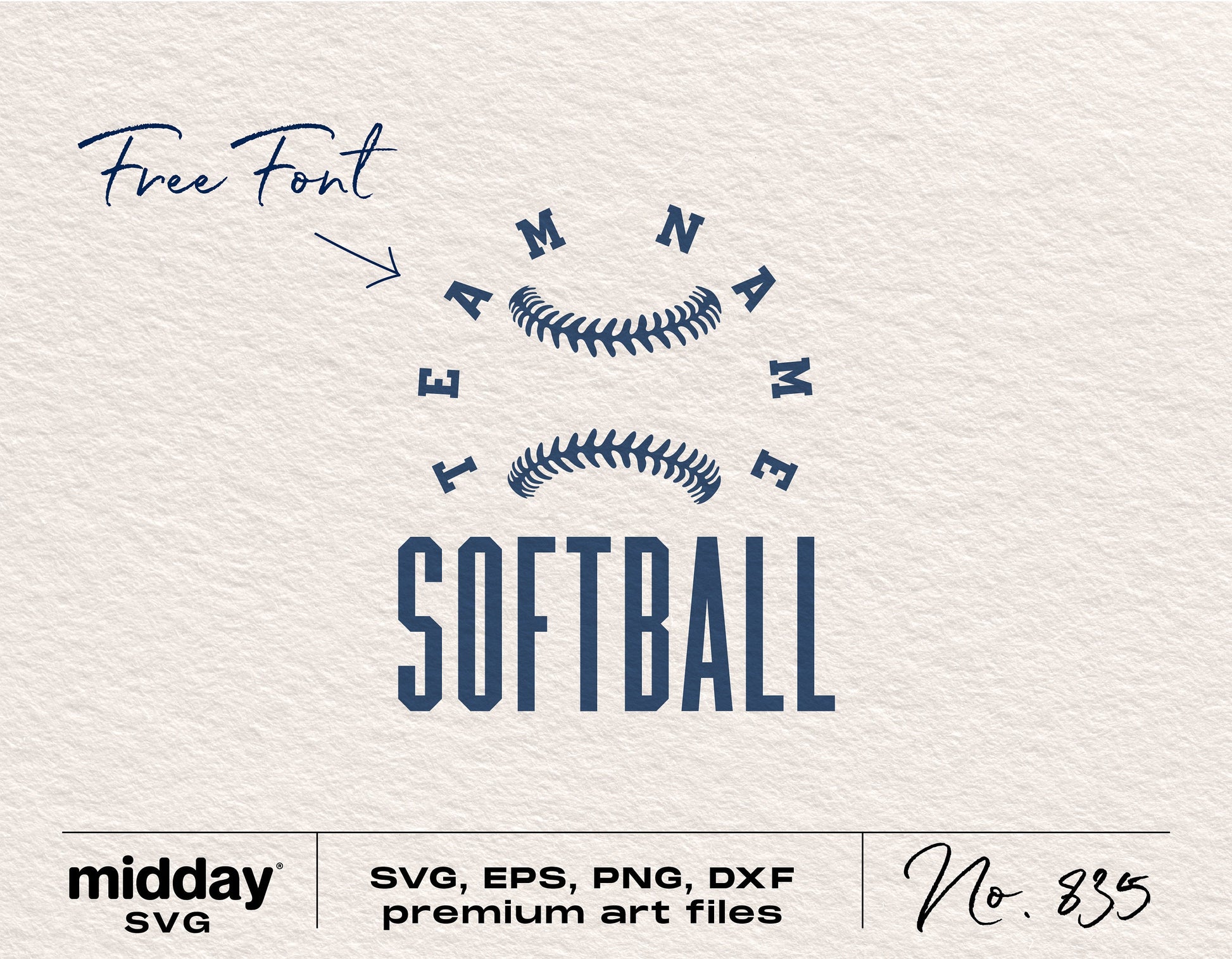 Softball Team SVG Template with Customizable Font for Cricut and Silhouette, Formats: SVG, EPS, PNG, DXF, Includes Free Font