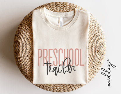 Preschool teacher shirt design in SVG format, suitable for Cricut and Silhouette, perfect for Teacher Appreciation and gifts.