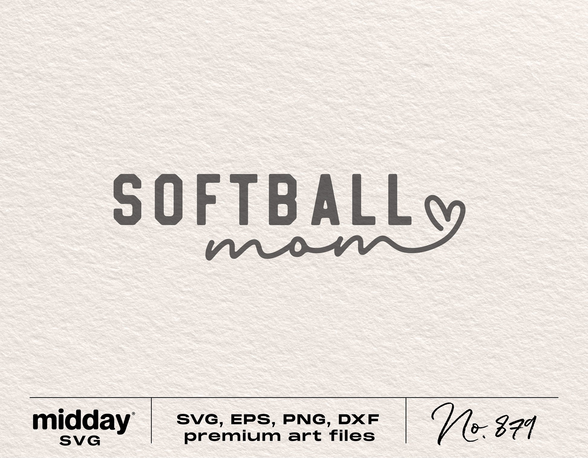 Softball Mom SVG design for Cricut and Silhouette featuring a stylish text and heart icon. Ideal for DIY shirts and crafts.