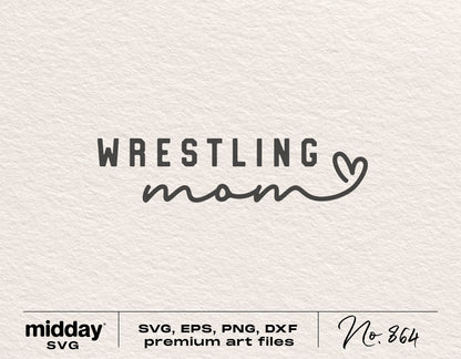Wrestling Mom SVG design for craft projects, includes PNG, EPS, DXF files suitable for Cricut and Silhouette.