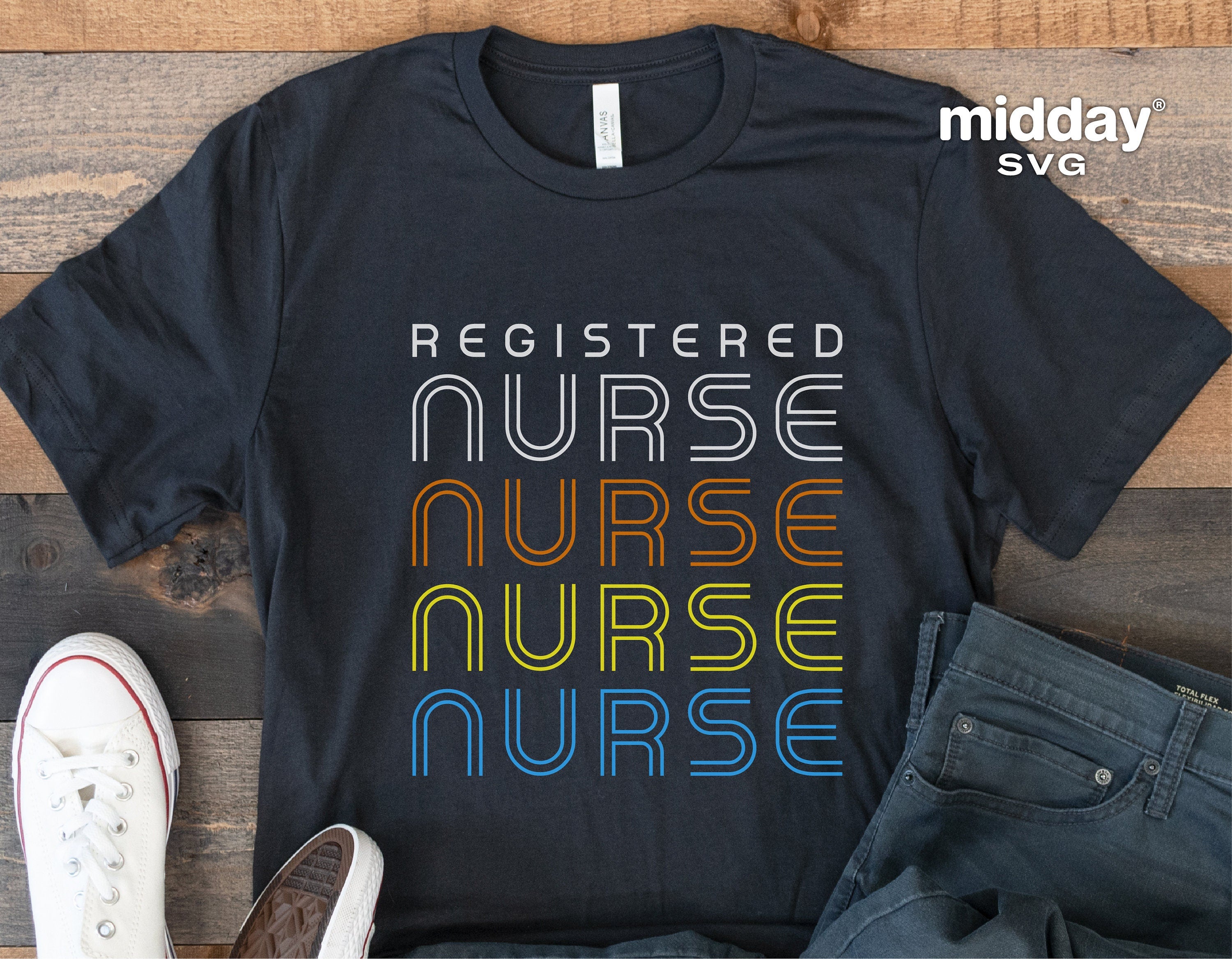 Retro Registered Nurse Svg, RN Png, Registered Nurse Shirt, Male Nurse Svg, Png Eps Ai Dxf Svg, Cricut Cut Files, Silhouette, Digital File