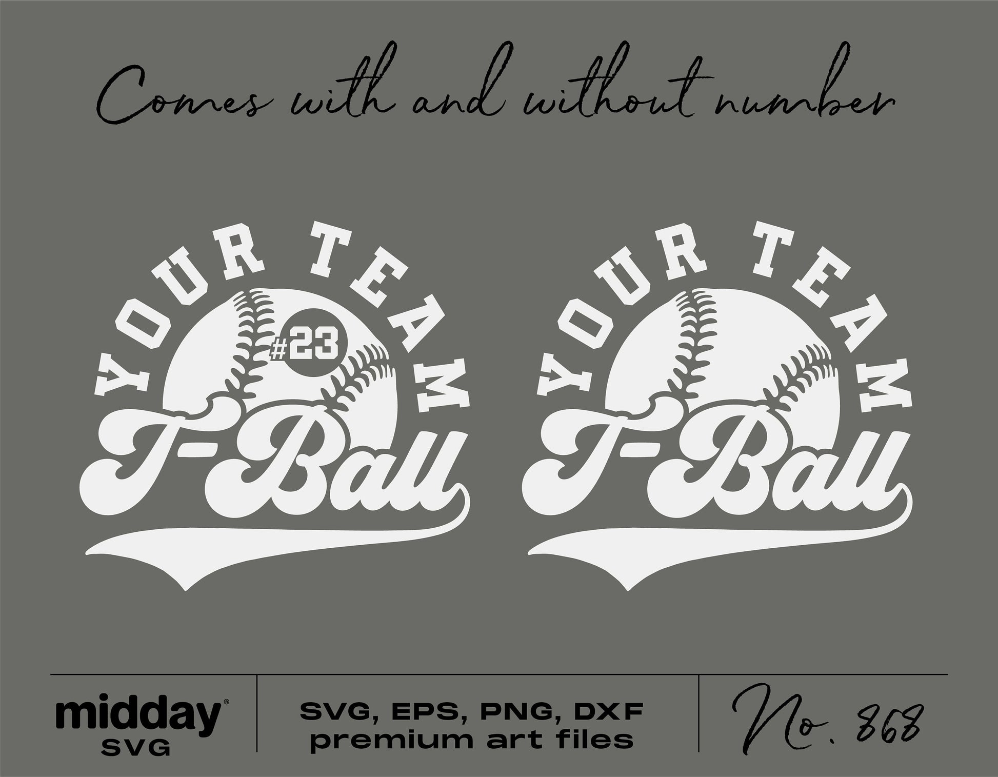 Customizable T-Ball team design SVG template with baseball graphics, suitable for Cricut, Silhouette, and digital downloads.