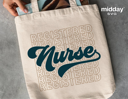 Canvas tote bag featuring 'Registered Nurse' design, suitable for Cricut and Silhouette projects, ideal nurse gift