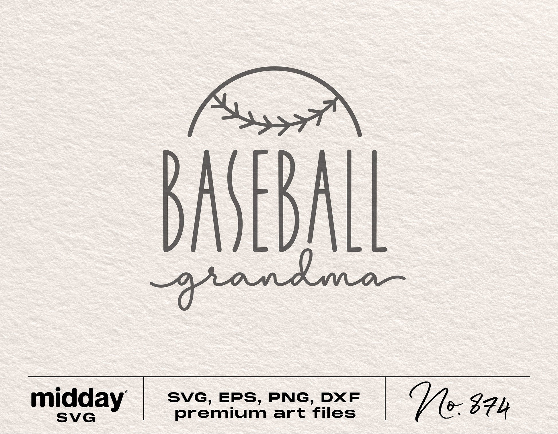 "Baseball Grandma" SVG design for Cricut and Silhouette, ideal for shirts, tumblers, and sublimation projects. Includes SVG, PNG, DXF, EPS.