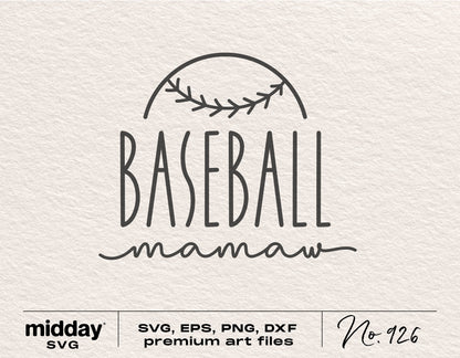 Baseball Mamaw SVG cut file for Cricut, featuring a baseball design, perfect for shirts and sublimation projects.