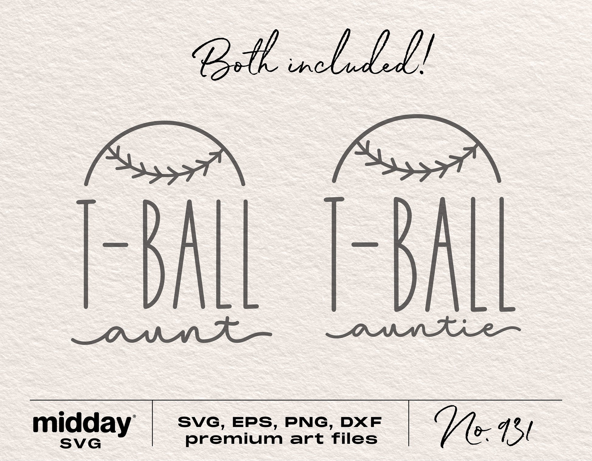 T-Ball Aunt and Auntie SVG and PNG files for Cricut and Silhouette.