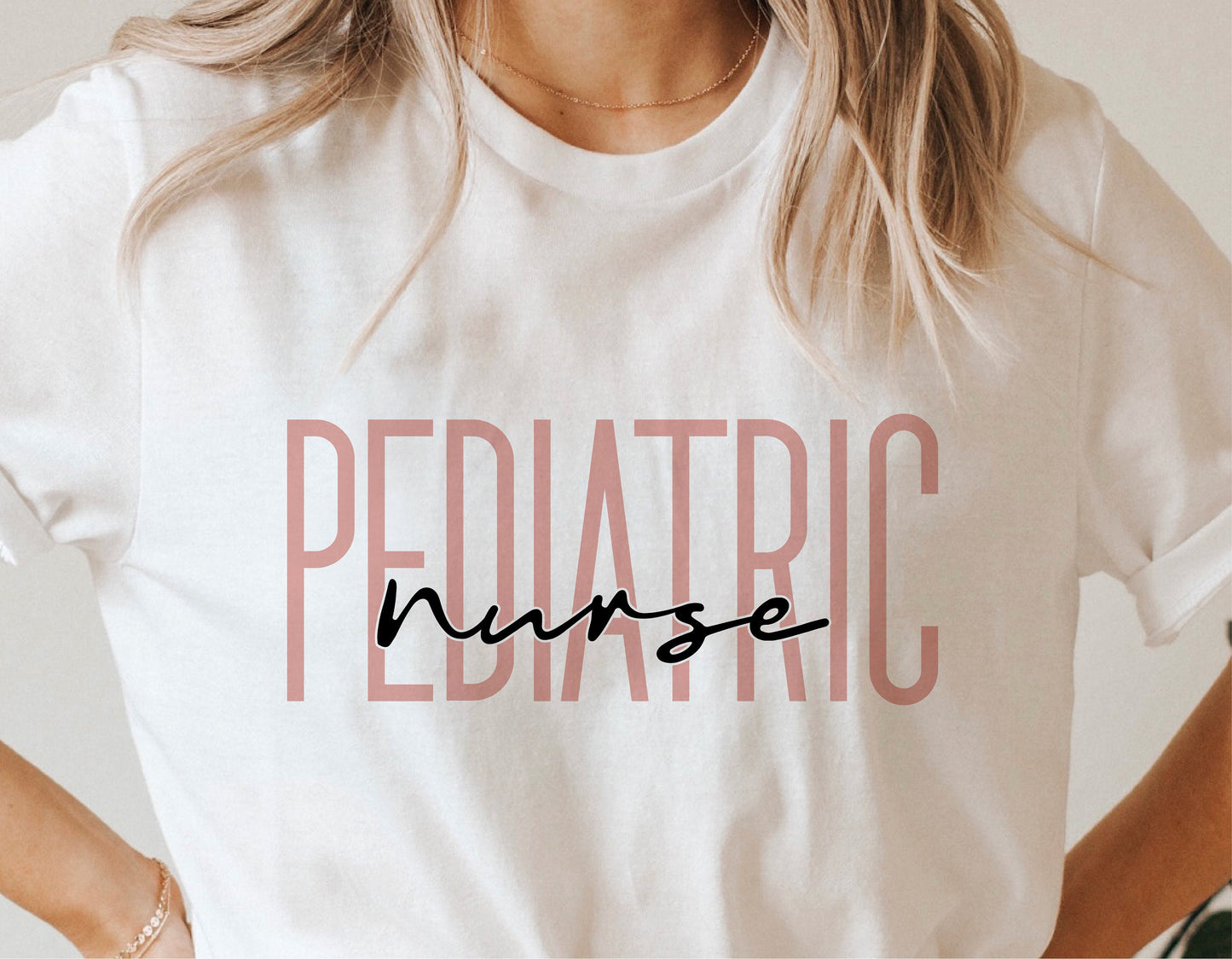 Pediatric Nurse t-shirt with stylish lettering, ideal for Cricut and Silhouette projects, available in SVG, PNG, and sublimation formats.
