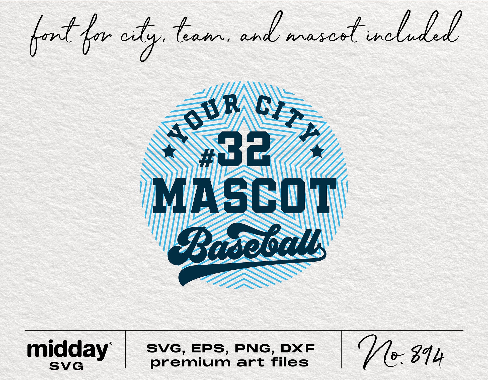Customizable baseball team SVG with city and mascot font included, suitable for Cricut and Silhouette crafts.