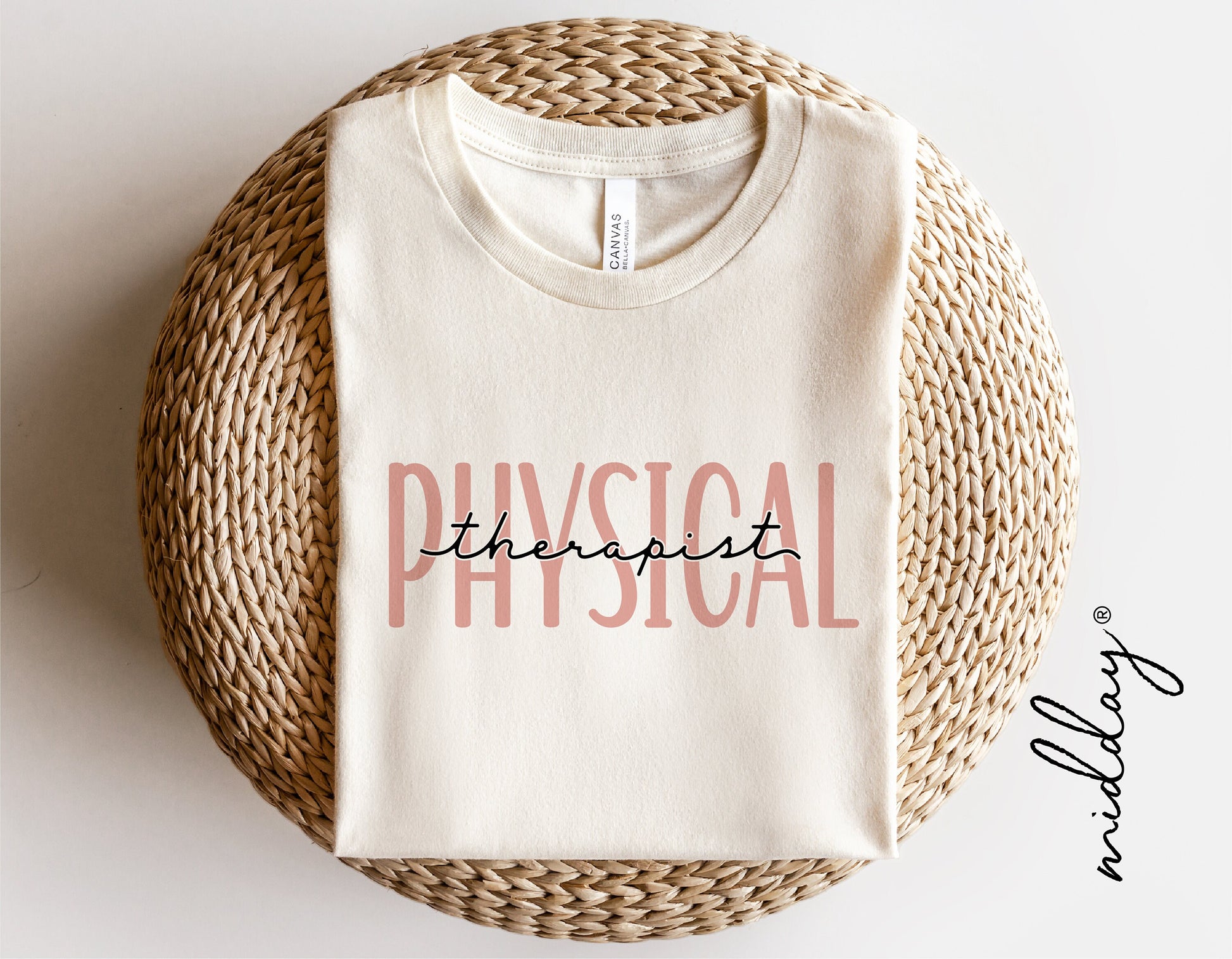 White shirt with "Physical Therapist" design, showcasing therapy-themed SVG cut file for Cricut and Silhouette projects.
