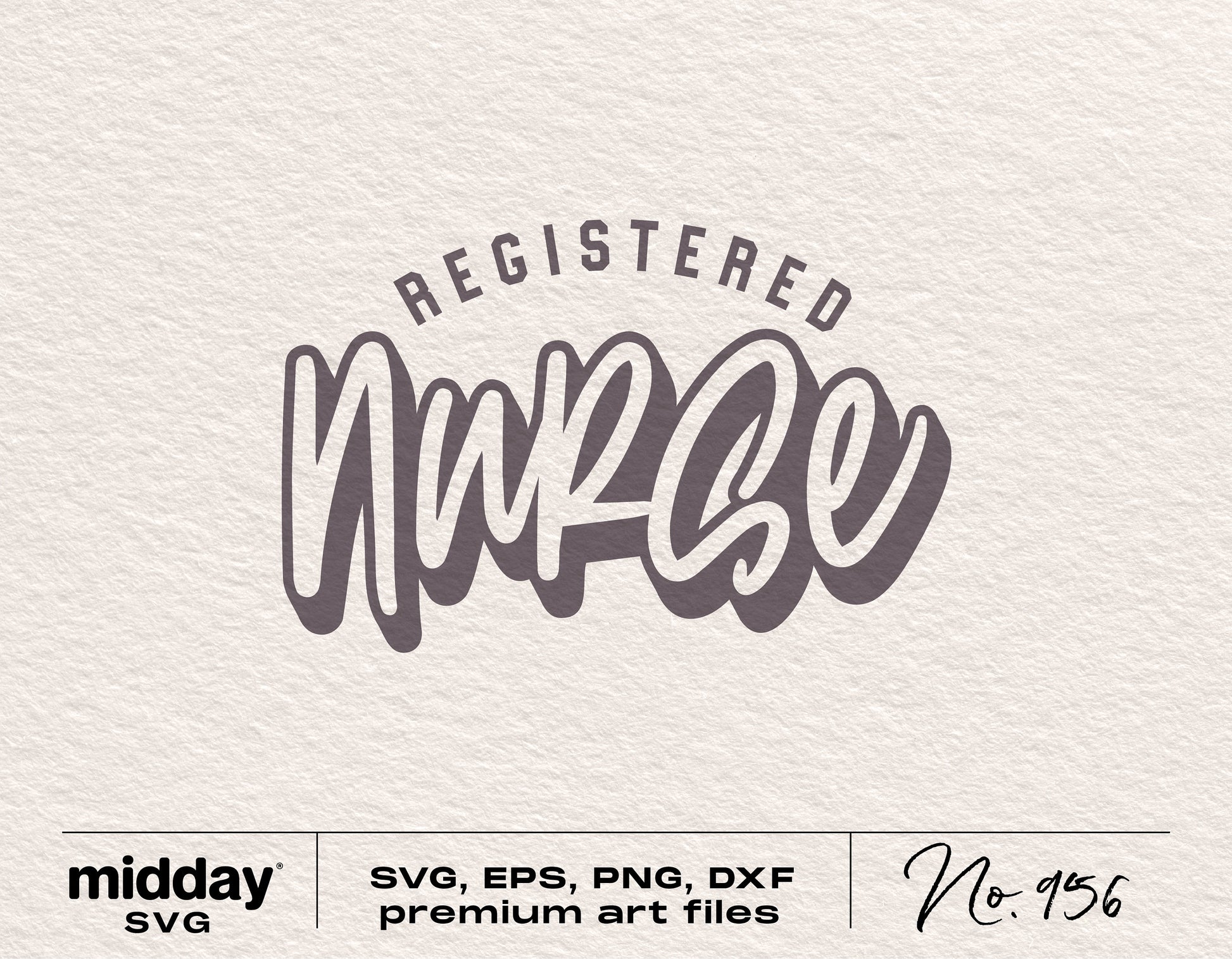 Registered Nurse SVG design for Cricut and Silhouette, ideal for shirts and badge reels, includes PNG, EPS, DXF files.