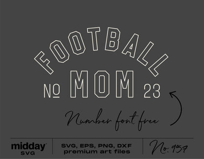 Football Mom SVG design for shirts, tumbler bags and crafts, includes SVG, PNG, DXF, EPS formats, ideal for Cricut and Silhouette.