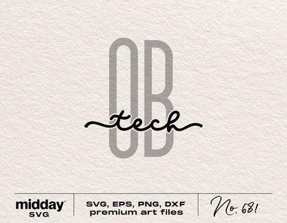 OB Tech silhouette SVG, EPS, PNG, DXF files for Cricut and Silhouette design, obstetrical technician art.