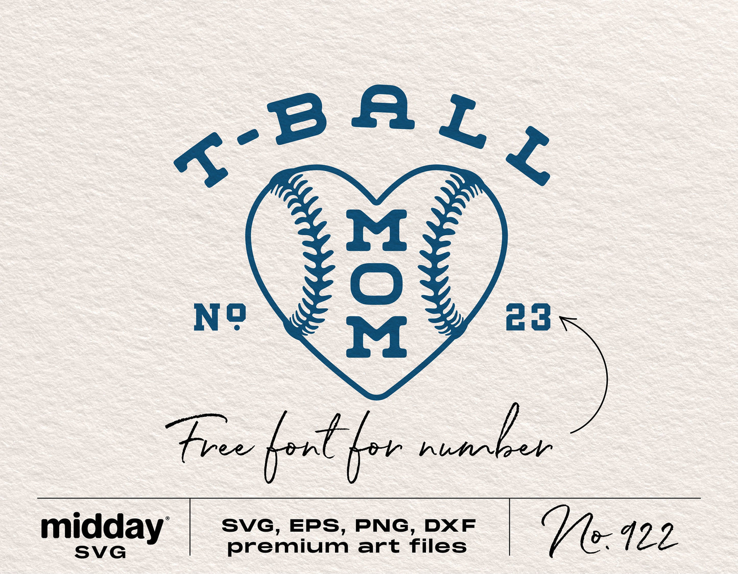 T-ball Mom heart design with SVG, EPS, PNG, DXF formats, featuring baseball pattern for Cricut and Silhouette crafting.