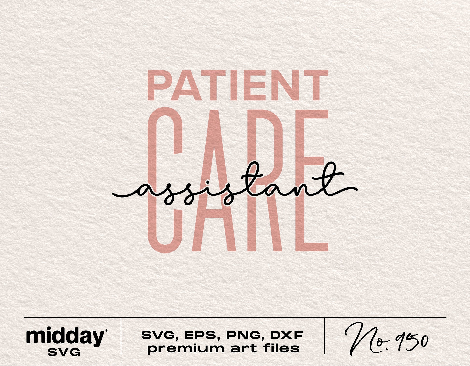 Patient Care Assistant SVG design in pink and black, available in SVG, EPS, PNG, DXF formats for Cricut and Silhouette.