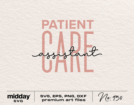 Patient Care Assistant SVG design in pink and black, available in SVG, EPS, PNG, DXF formats for Cricut and Silhouette.