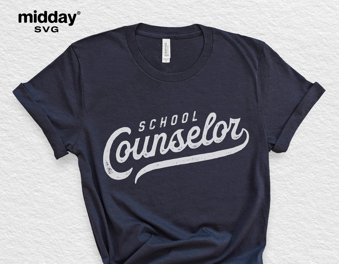 Black t-shirt with 'School Counselor' text design, suitable for Cricut and Silhouette cutting projects.