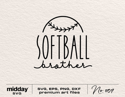 Softball Brother digital design in SVG, PNG, DXF, EPS formats for Cricut and Silhouette cutting machines.