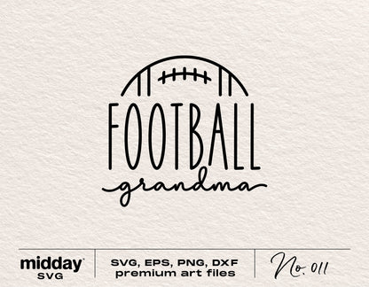 Football Grandma design for shirt, tumbler, sweatshirt in SVG, PNG, DXF, AI formats. Ideal for Cricut, Silhouette, and sublimation projects.