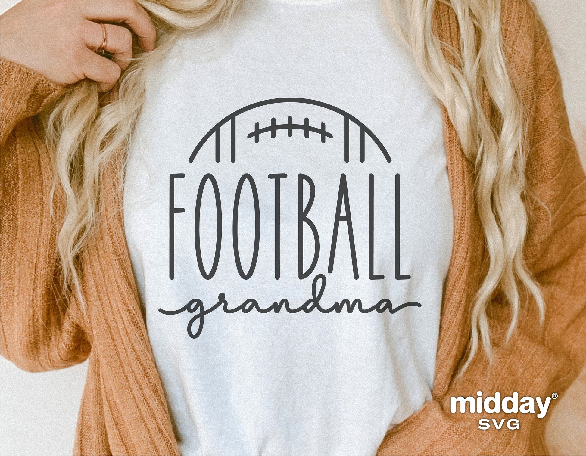 Football Grandma shirt design for Cricut and Silhouette projects, featuring a stylish handwritten font with a football motif.