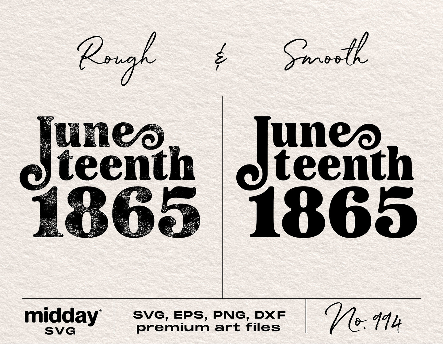 Juneteenth 1865 design in rough and smooth styles, SVG, EPS, PNG, DXF formats for Cricut and Silhouette, No. 994 by Midday SVG