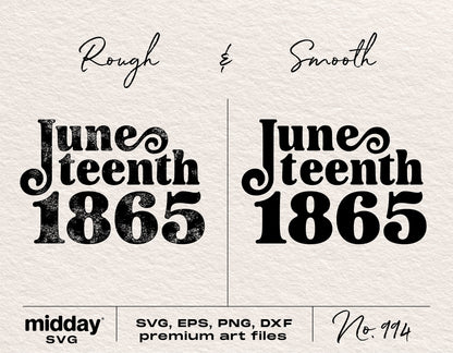 Juneteenth 1865 design in rough and smooth styles, SVG, EPS, PNG, DXF formats for Cricut and Silhouette, No. 994 by Midday SVG