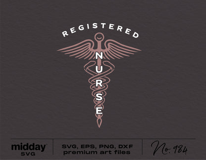Registered Nurse SVG with caduceus symbol for Cricut and Silhouette, digital file for male nurse gifts and shirts, Nurse Week design