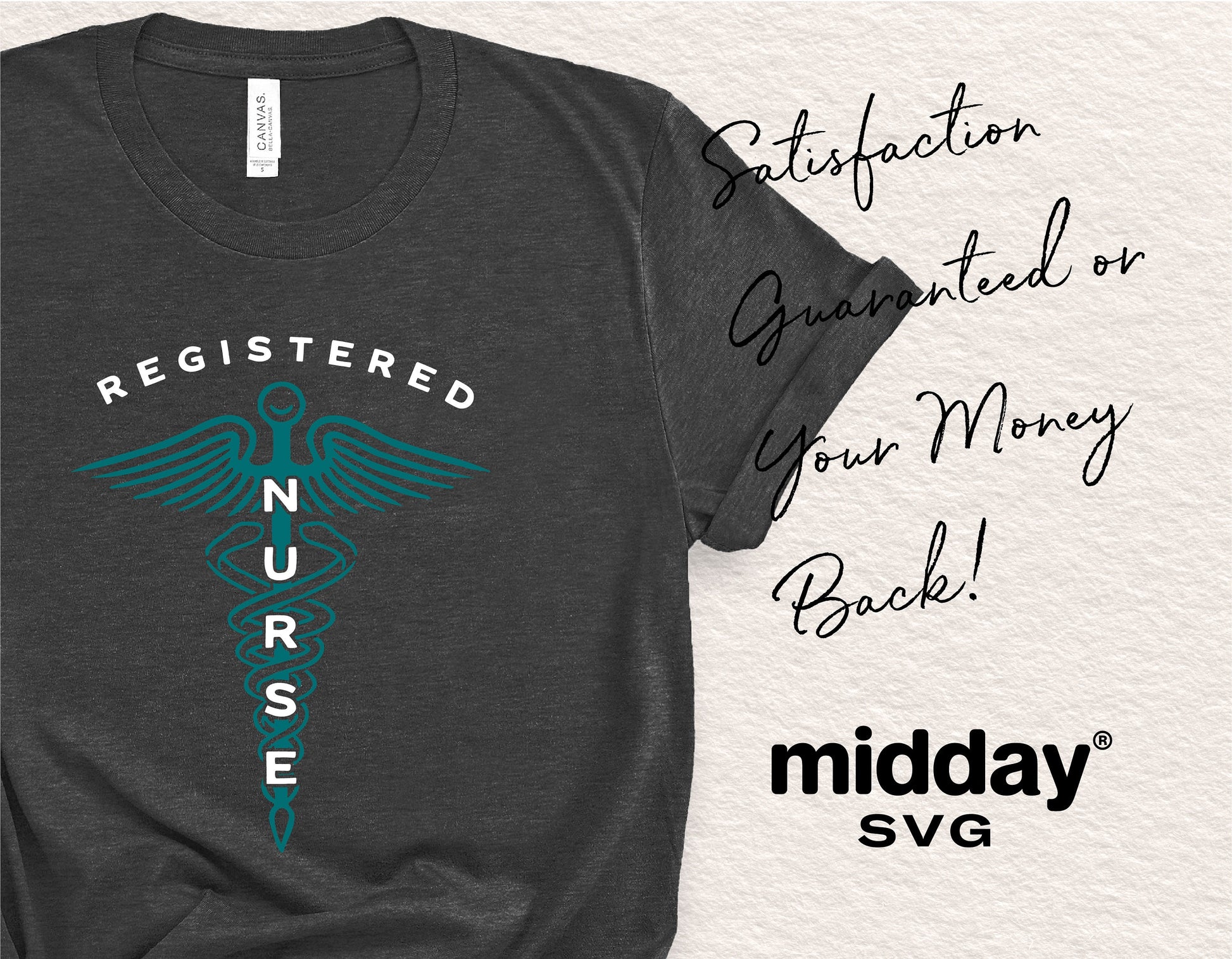 Registered Nurse caduceus design on a shirt, suitable for Cricut and Silhouette cutting, perfect gift for male nurses, with satisfaction guarantee