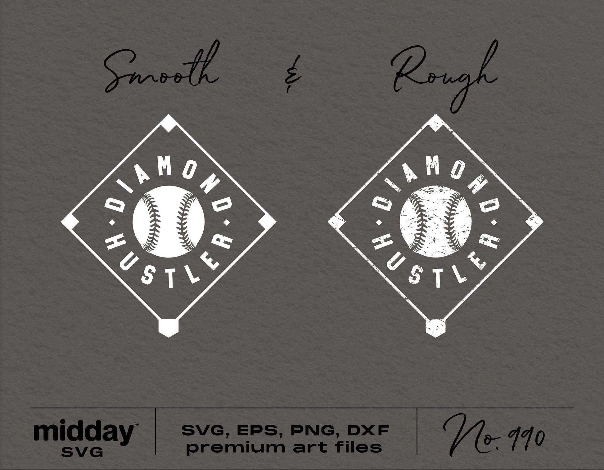 Diamond Hustler baseball SVG PNG DXF EPS design with smooth and rough styles for Cricut and Silhouette.