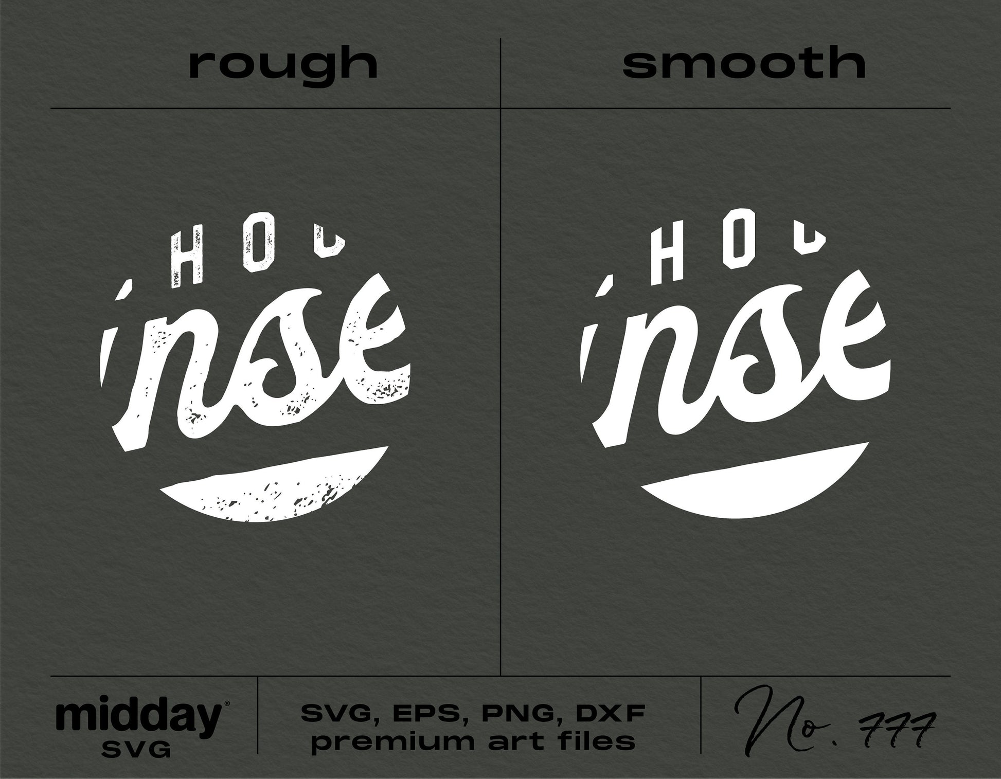 Graphic design file comparison of 'rough' and 'smooth' midday SVG formats featuring text elements.