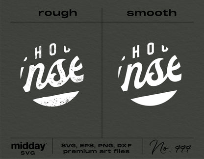 Graphic design file comparison of 'rough' and 'smooth' midday SVG formats featuring text elements.
