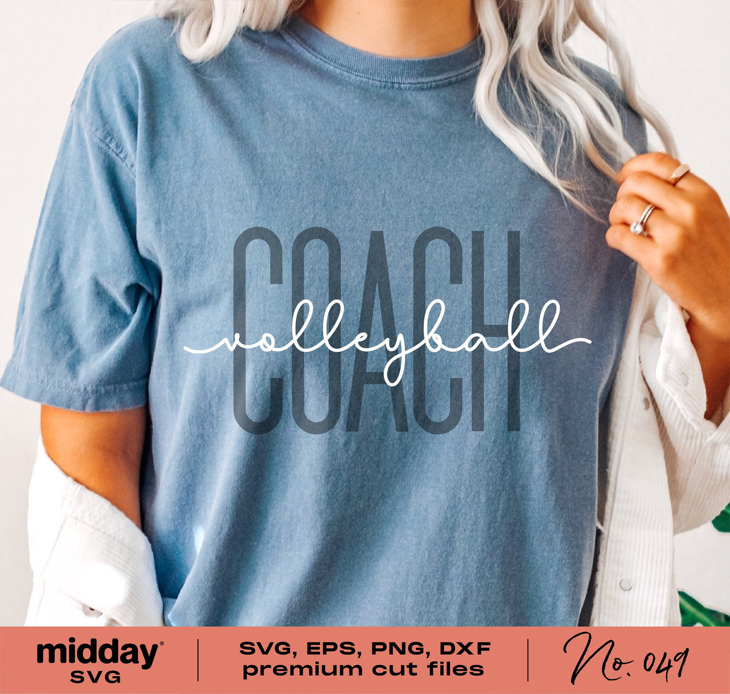 Volleyball Coach shirt design in SVG, PNG, DXF, EPS formats for Cricut, Silhouette, and sublimation crafting projects.