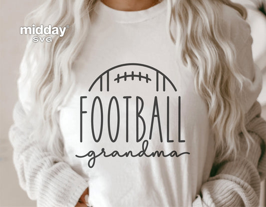 Football Grandma shirt design in SVG format on white sweatshirt, ideal for Cricut and Silhouette projects.