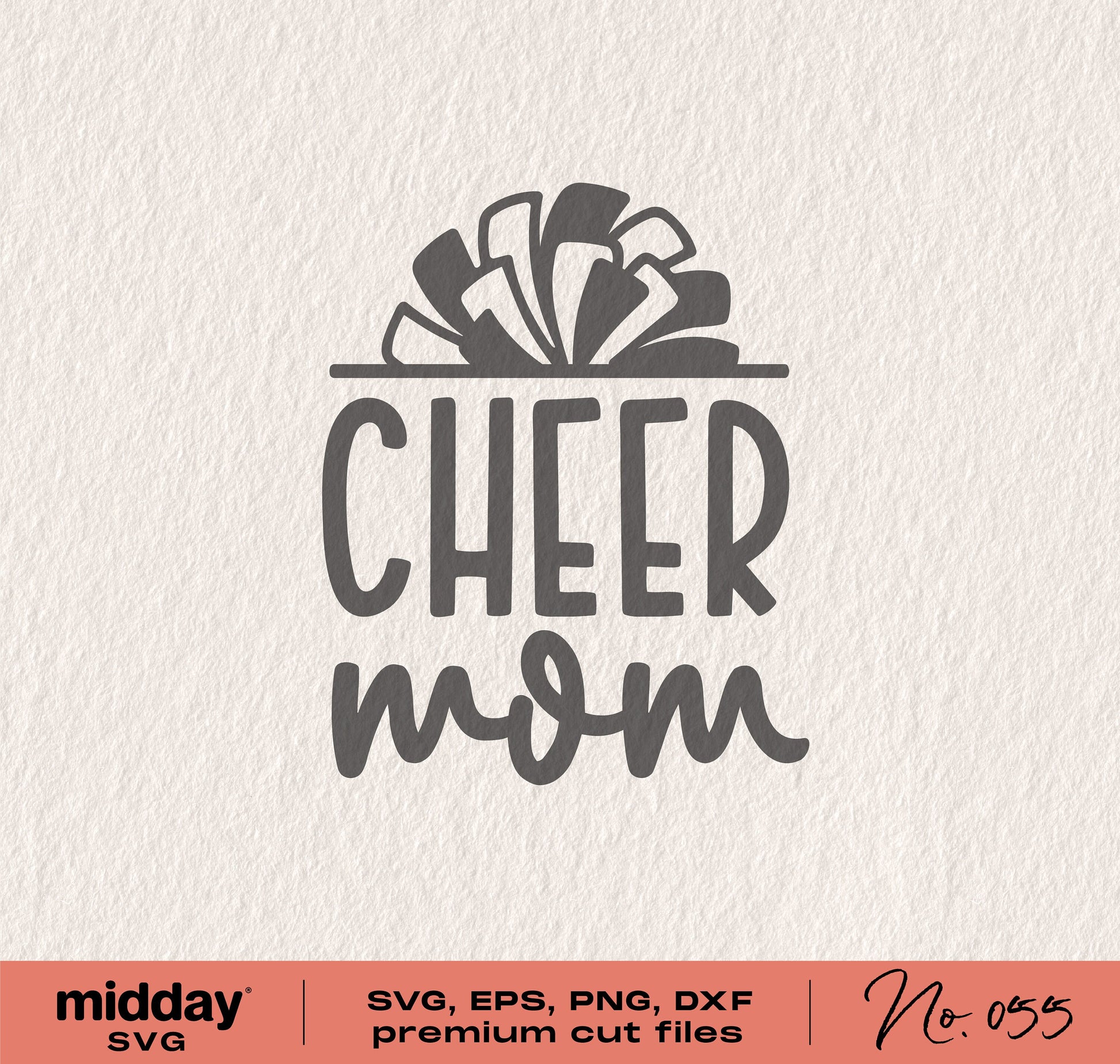 "Cheer Mom" SVG design with pom pom graphic for Cricut and Silhouette cutting machines.