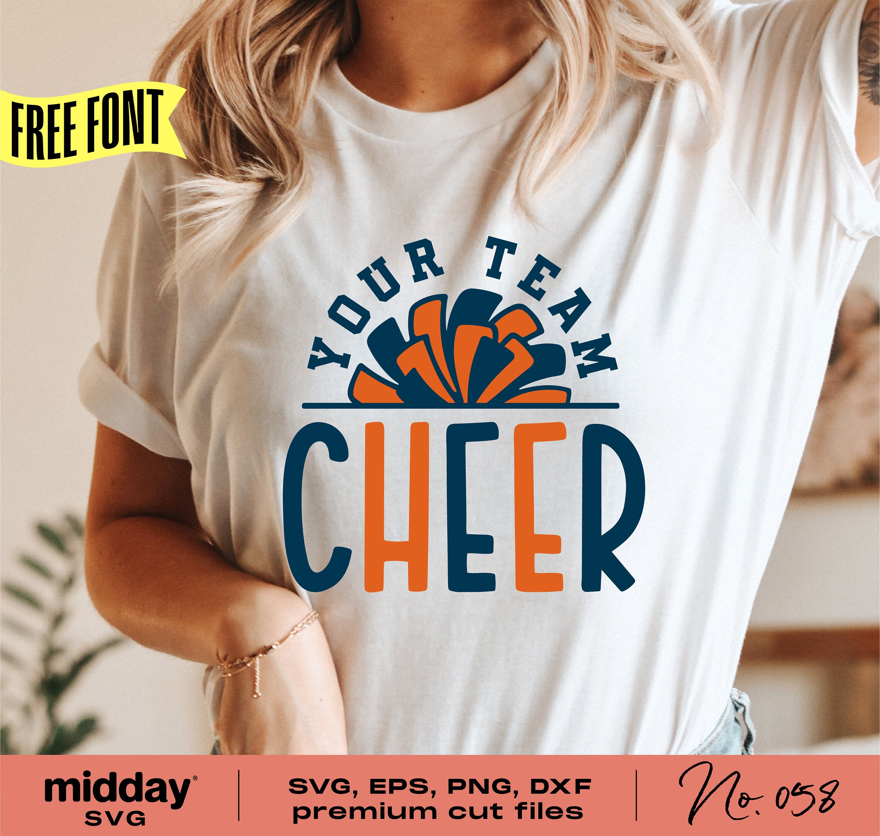 Cheerleader Team Template, Svg Dxf Png Eps Ai, Pom Pom, Cheer Team Cut File, Cheerleading Svg, Cricut, Silhouette, Sublimation, Digital