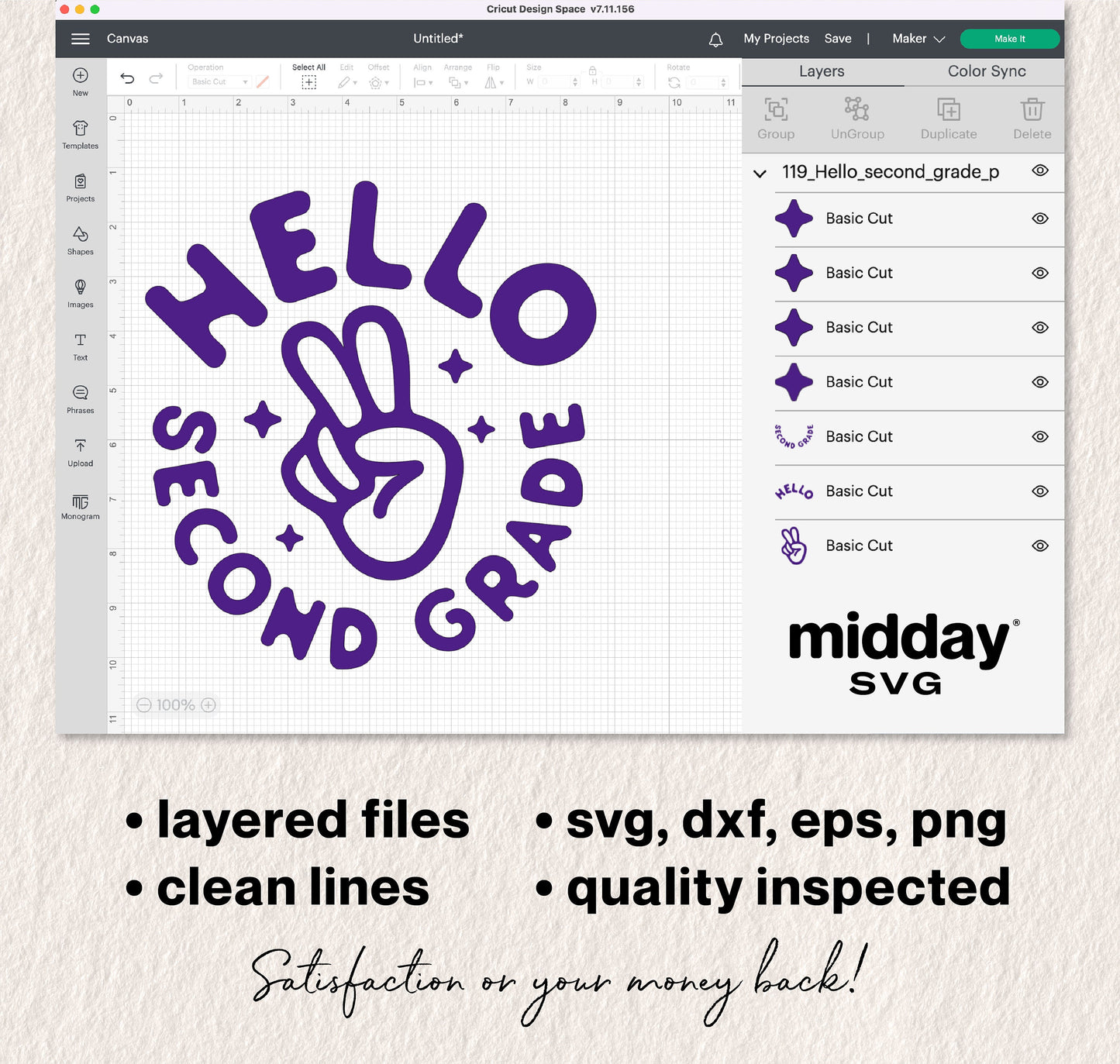 Hello Second Grade SVG design featuring peace sign, perfect for Cricut and Silhouette users. Includes svg, dxf, eps, png formats.