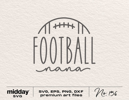 Football Nana SVG design on textured background for Cricut and Silhouette cutting projects.