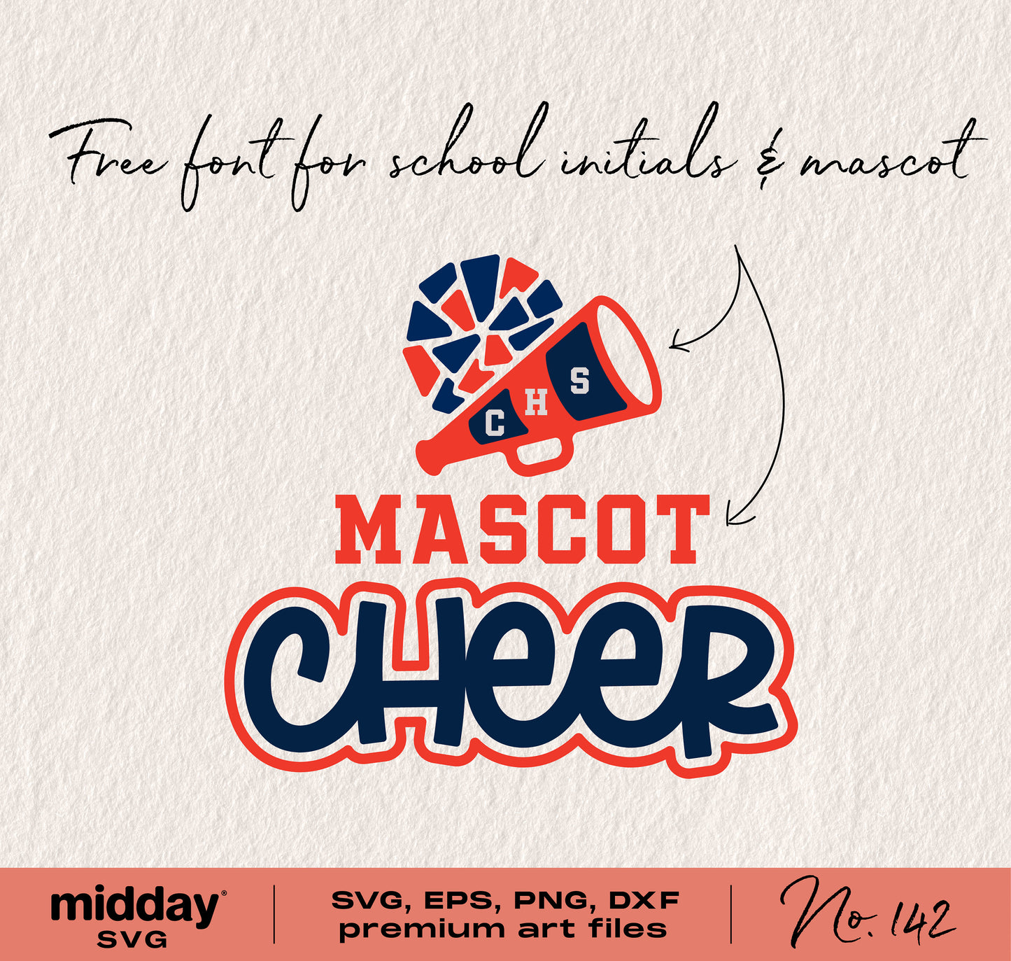 Cheer Team Template with Pom Pom and Megaphone Svg, Cheer Mom and Cheerleading Logo Cricut Cut File for School Mascot and Initials