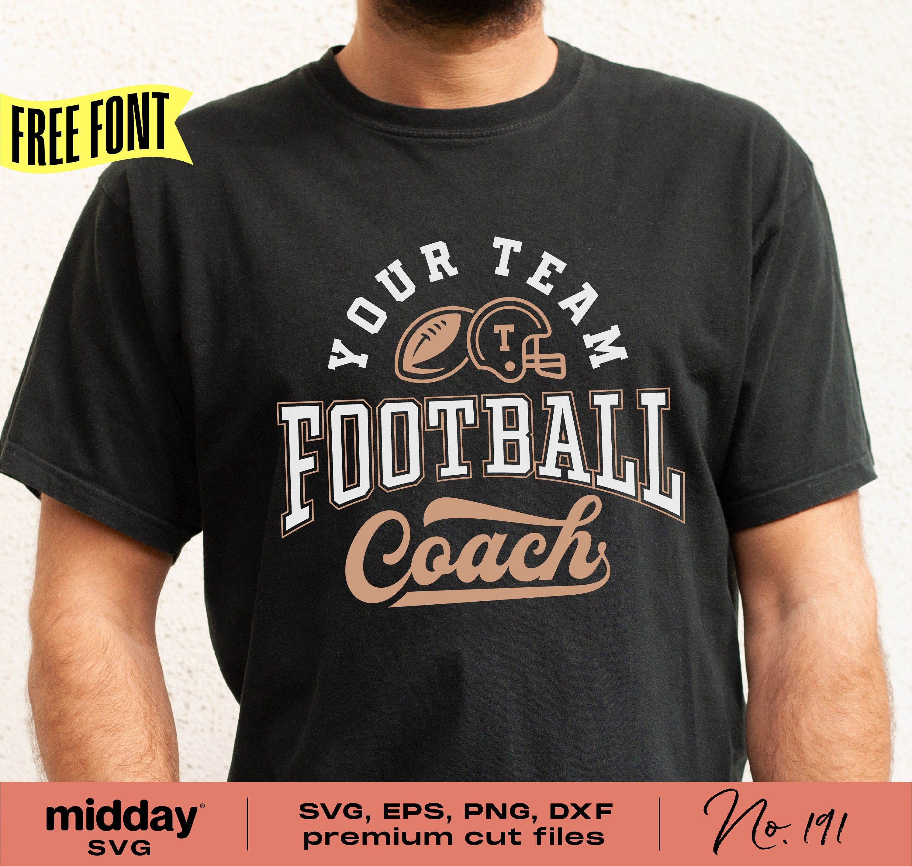 Football Coach Svg, Football Coach Shirt, Svg Dxf Png Eps, Silhouette, Cricut, Football Team Logo, Football team Shirt, Team Name Coach