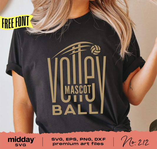 Black t-shirt with volleyball team logo design featuring the word 'Volley' and a volleyball graphic. Ideal for custom team shirts and Cricut projects.