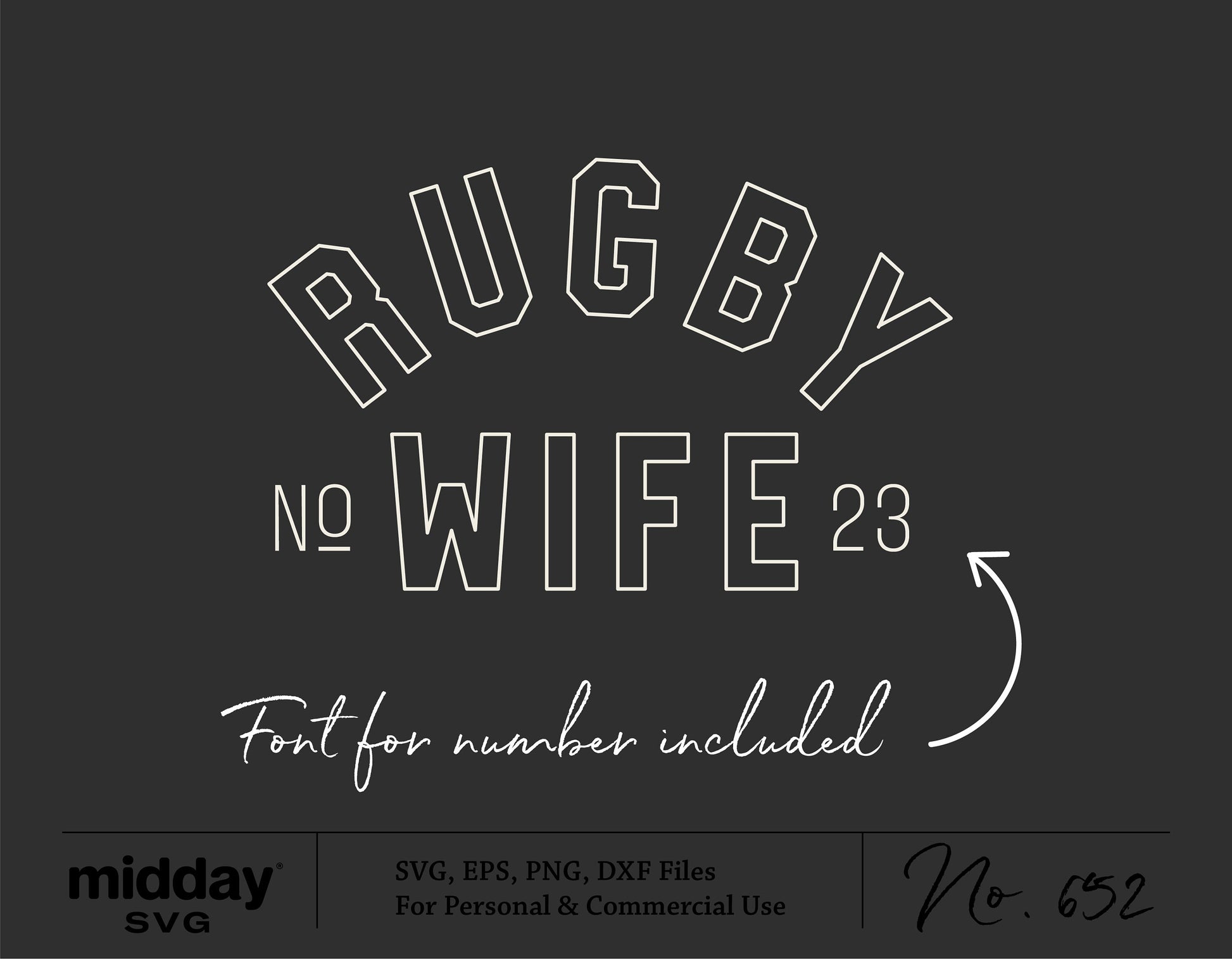 Rugby Wife SVG PNG Template for Cricut, Silhouette Cameo, Sublimation, Tumblers, Shirts, Stickers, with font inclusion