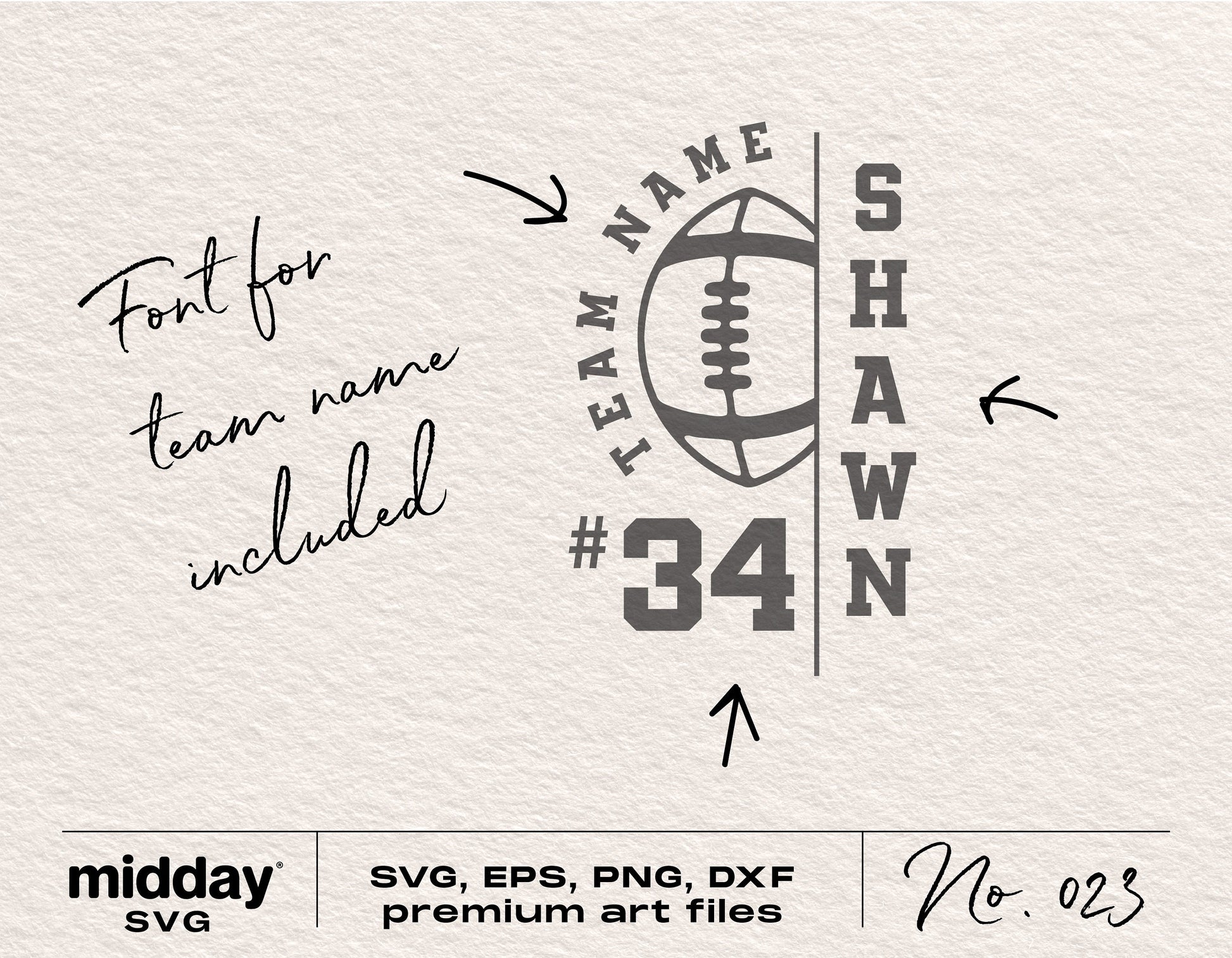 Football team player template SVG with personalized jersey and number included, compatible with Cricut and Silhouette for crafting.