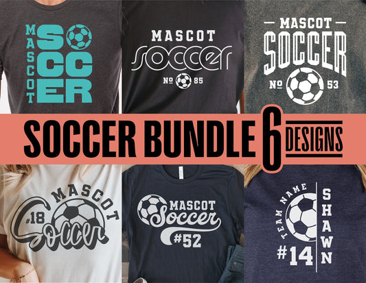 Soccer team shirt bundle with customizable designs, includes SVG, PNG, DXF, EPS formats for Cricut and Silhouette.