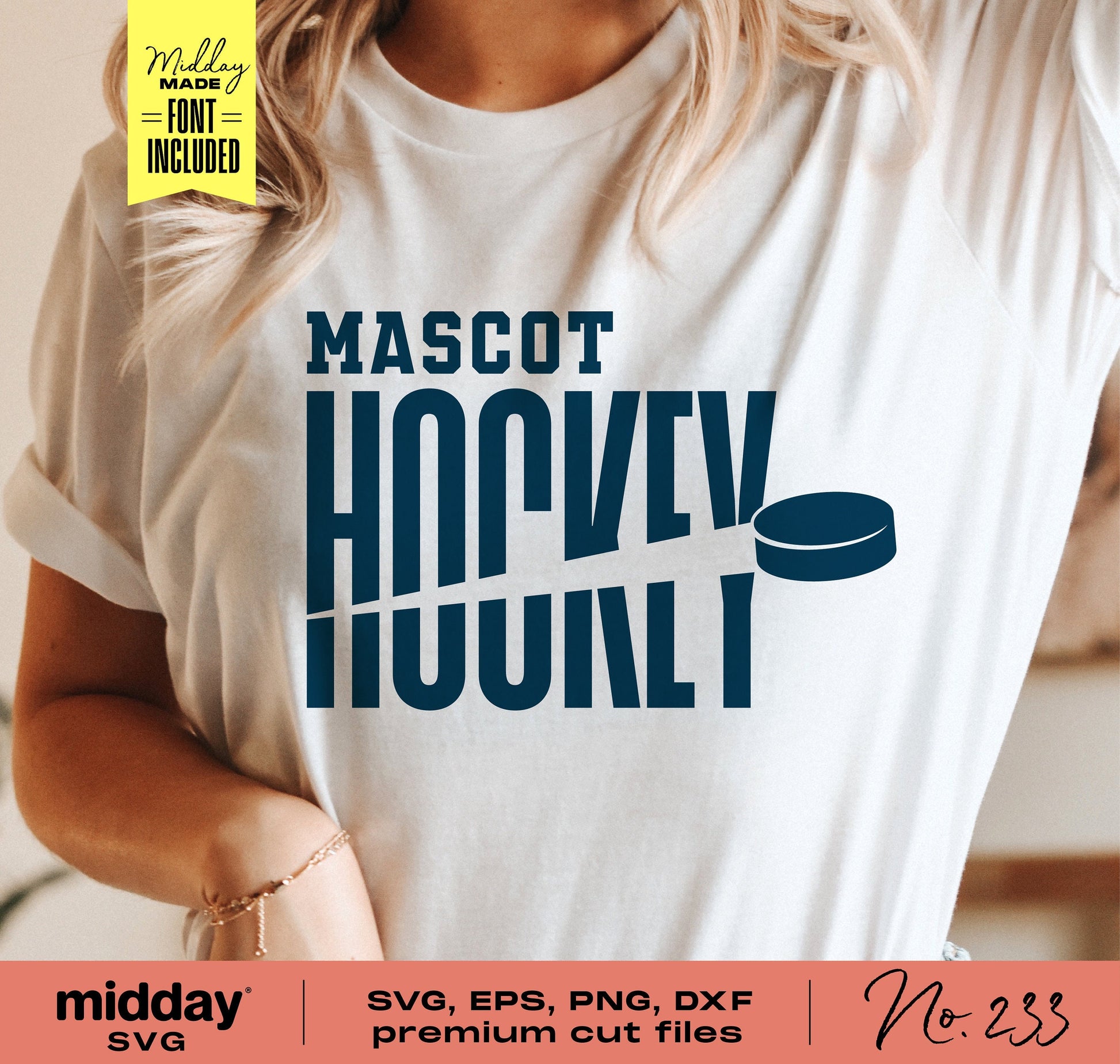 Hockey team shirt design template featuring mascot graphic, available in SVG, PNG, DXF, EPS formats for Cricut and Silhouette use.