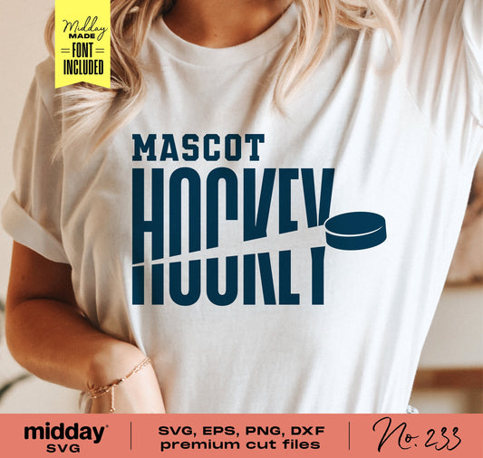 Hockey team shirt design template featuring mascot graphic, available in SVG, PNG, DXF, EPS formats for Cricut and Silhouette use.