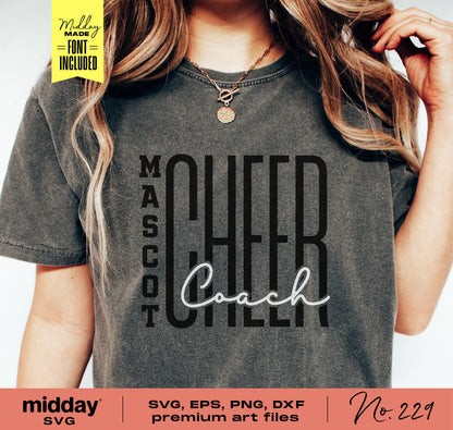 Cheer Coach shirt with mascot design, SVG PNG DXF EPS files for Cricut and Silhouette.
