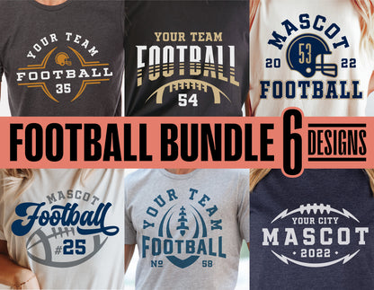 Football Team Template Bundle with 6 Shirt Designs: Your Team Football, Mascot 2022, Cricut, Silhouette for DIY Projects