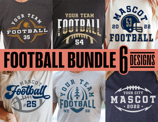 Football Team Template Bundle with 6 Shirt Designs: Your Team Football, Mascot 2022, Cricut, Silhouette for DIY Projects