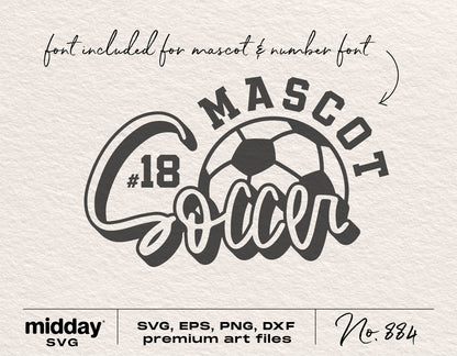 Soccer team mascot SVG with number 18, suitable for Cricut and Silhouette, includes premium art files in SVG, EPS, PNG, DXF formats.