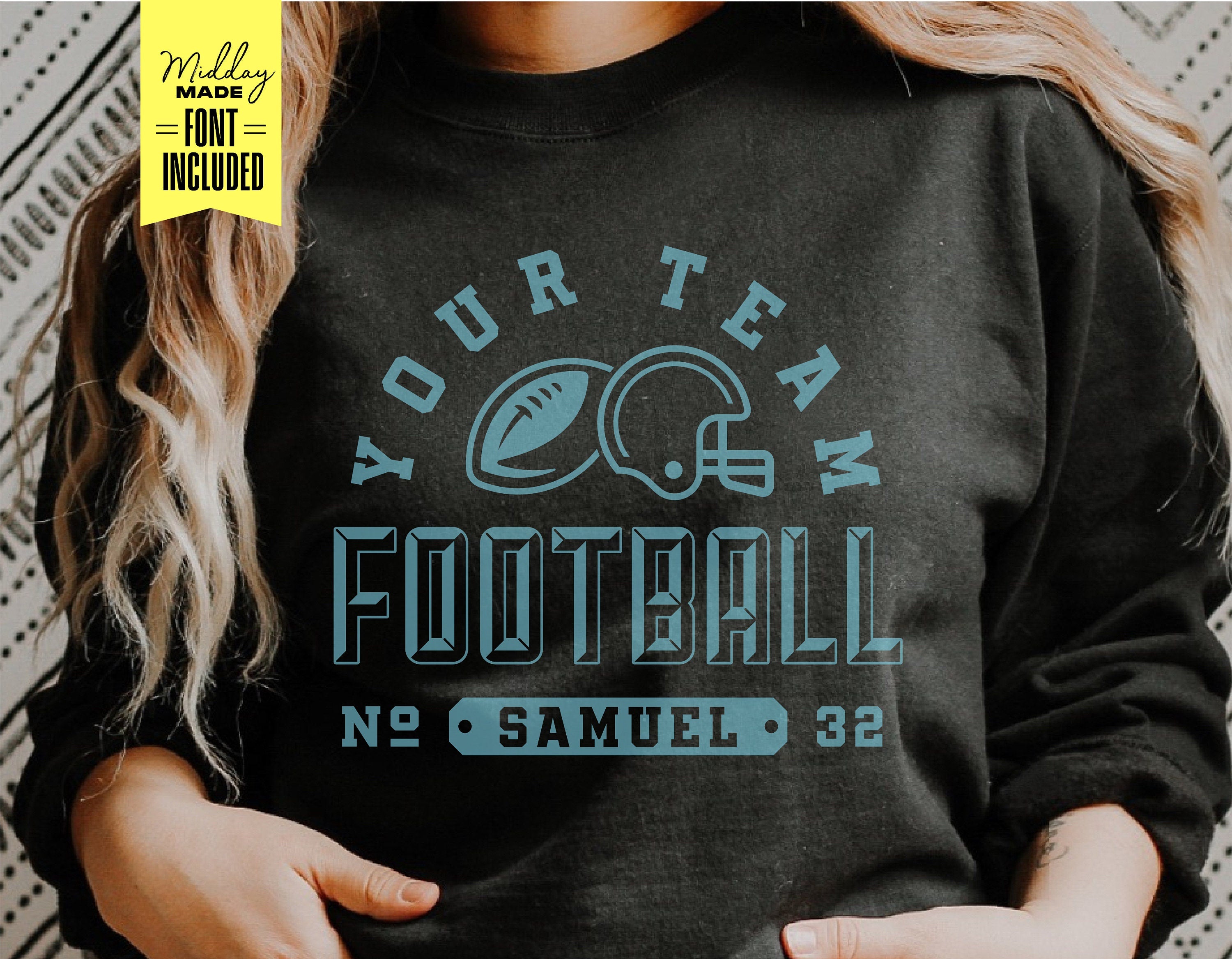 Football Team Name Player Number Template Svg, Png Dxf Eps, Team Logo Shirt, Cricut Cut Files, Silhouette, Sublimation, Design For Tumbler